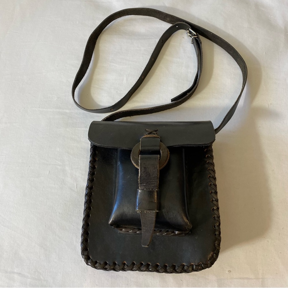 Leather Saddlebag Weave Trim Crossbody